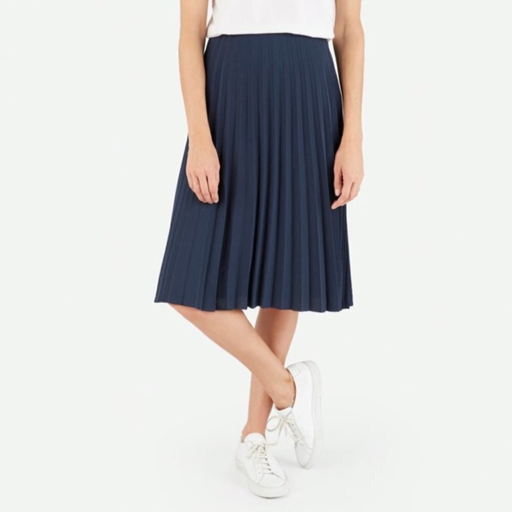 Everlane Navy Pleated skirt